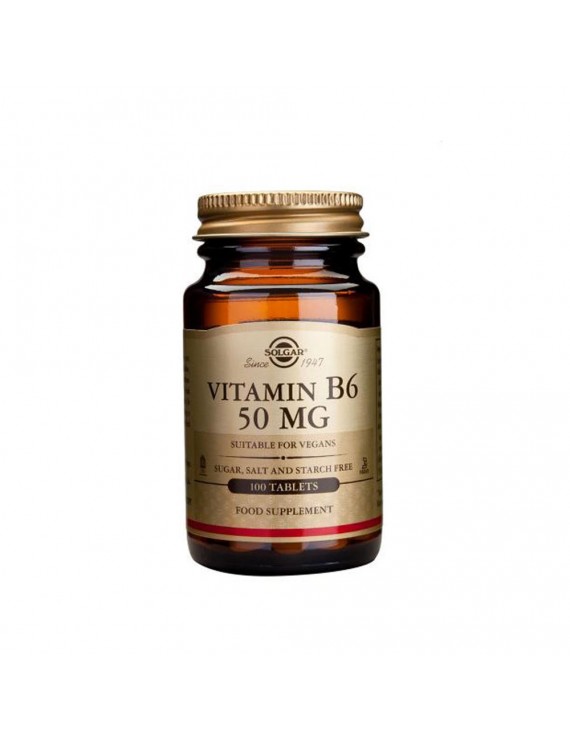 Solgar Vitamin B-6 50mg Προάγει τον Σχηματισμό των Ερυθρών Αιμοσφαιρίων 100 Tablets