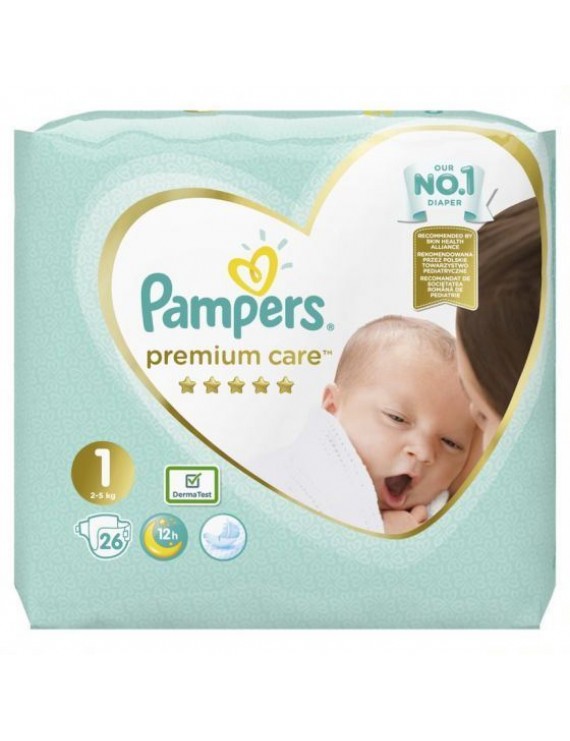 Pampers Premium Care Carry Pack No.1 (Newborn) 2-5 kg Βρεφικές Πάνες, 26 τεμάχια