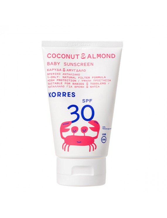 Korres Coconut & Almond Baby Sunscreen SPF30 Βρεφικό Αντηλιακό Καρύδα & Αμύγδαλο με Υψηλή Προστασία για Πρόσωπο & Σώμα, 100ml