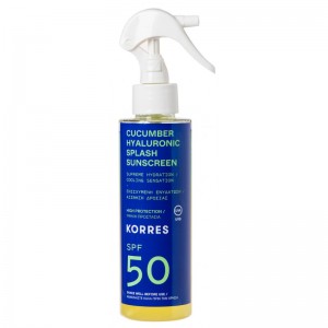 Korres Cucumber & Hyaluronic Splash Sunscreen SPF50 Αντηλιακό Αγγούρι & Υαλουρονικό με Υψηλή Προστασία για Πρόσωπο & Σώμα, 150ml