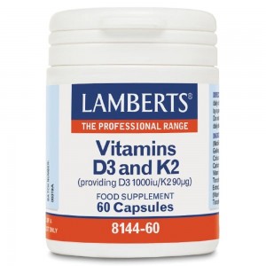 Lamberts Vitamin D3 1000iu & K2 90µg Φόρμουλα με Βιταμίνες D3 & Κ2, 60 caps