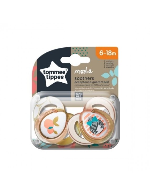 Tommee Tippee Closer To Nature Πιπίλα Σιλικόνης Moda για Κορίτσι 6-18 Μηνών, 2τεμ