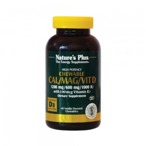 Nature's Plus, Cal Mag Vitamin D Vitamin K2 Chocolate, 60 chewable