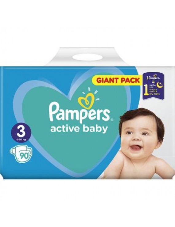 Pampers Active Baby Πάνες Giant Pack Μέγεθος 3 (6-10 kg), 90 Πάνες