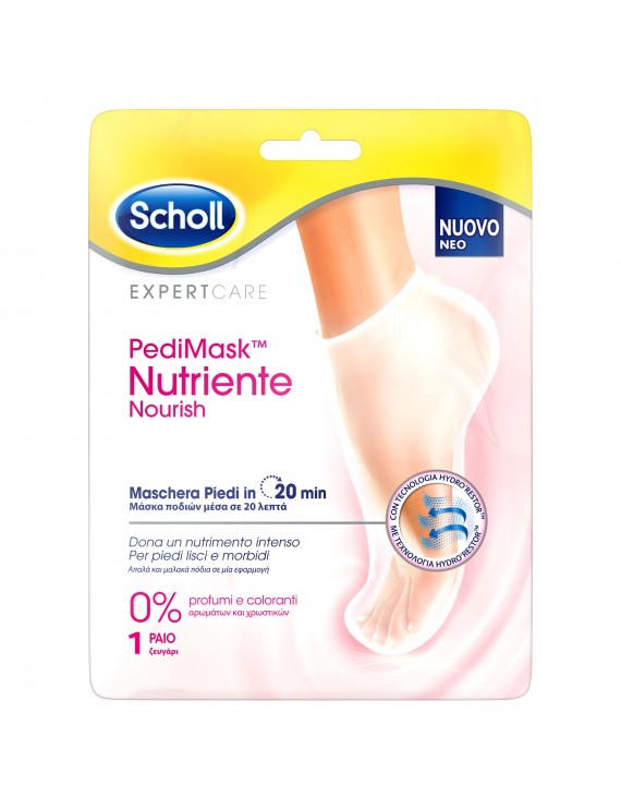 Scholl PediMask Nutriente Nourish 0% Μάσκα Ποδιών Χωρίς Αρώματα & Χρωστικές, 1 ζευγάρι