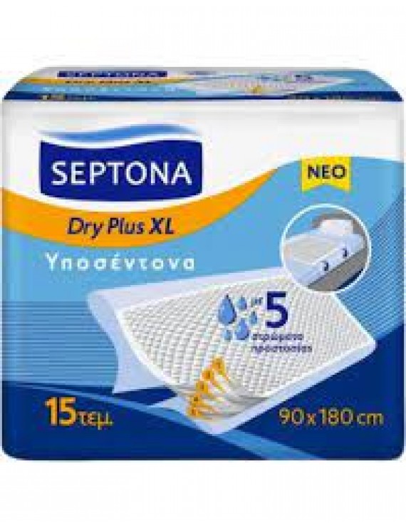 Septona Dry PLus XL Υποσέντονα που Διπλώνουν Γύρω από το Στρώμα, με 5 Στρώματα Προστασίας 90 x 180cm 15 Τεμάχια