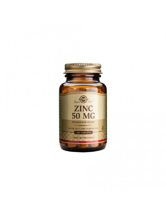 Solgar Zinc Gluconate 50mg Συμπλήρωμα Διατροφής Ψευδαργύρου για Τόνωση του Ανοσοποιητικού & της Αναπαραγωγικής Υγείας, 100tabs