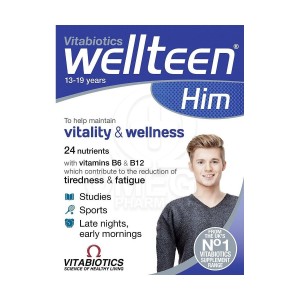 VITABIOTICS Wellteen Him Συμπλήρωμα Διατροφής Πολυβιταμινών για Εφήβους & Νεαρούς Άνδρες 13 - 19 Ετών 30 Ταμπλέτες