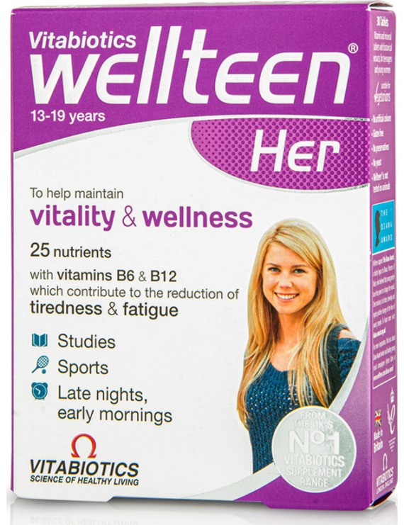 Vitabiotics Wellteen Her Συμπλήρωμα Διατροφής για Έφηβες και Νέες Γυναίκες 30 Tabs.